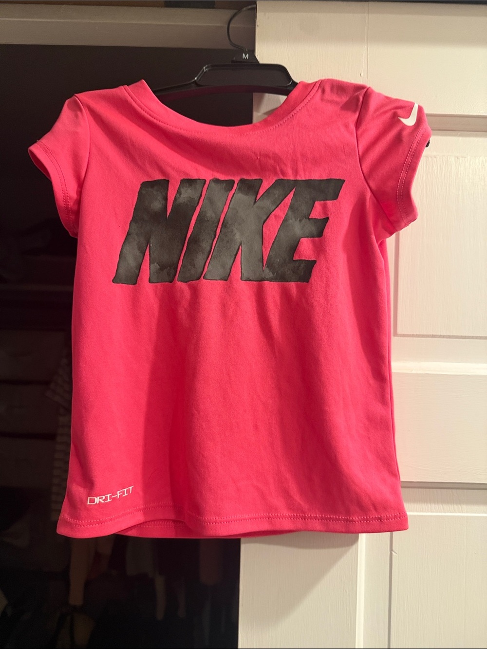 Nike Bright Pink Short Sleeve Dri-FIT Tee with Black Logo